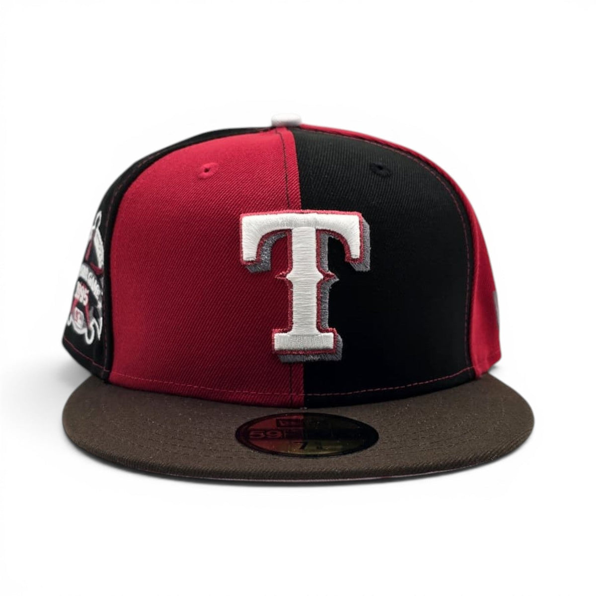 Pinwheel Black/Red Texas Rangers Brown Visor Pink Bottom 1995 All Star Game Side Patch New Era 59Fifty Fitted