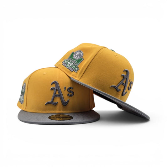 Yellow Oakland Athletics Gray Visor Gray Bottom 40 Years Side Patch New Era 59Fifty Fitted