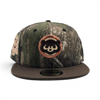 Real Tree Apex Chicago Cubs Brown Visor Gray Bottom 1990 All Star Game Side Patch New Era 59Fifty Fitted