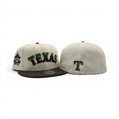 Off White Texas Rangers Slime Logo Brown Visor Green Bottom 1995 All Star Game Side Patch New Era 59Fifty Fitted