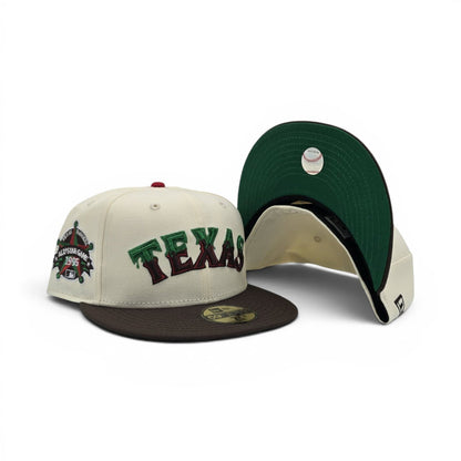 Off White Texas Rangers Slime Logo Brown Visor Green Bottom 1995 All Star Game Side Patch New Era 59Fifty Fitted