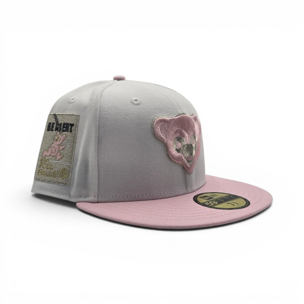 White Chicago Cubs Pink Visor Gray Bottom Be Alert Foul Balls Side Patch New Era Fitted