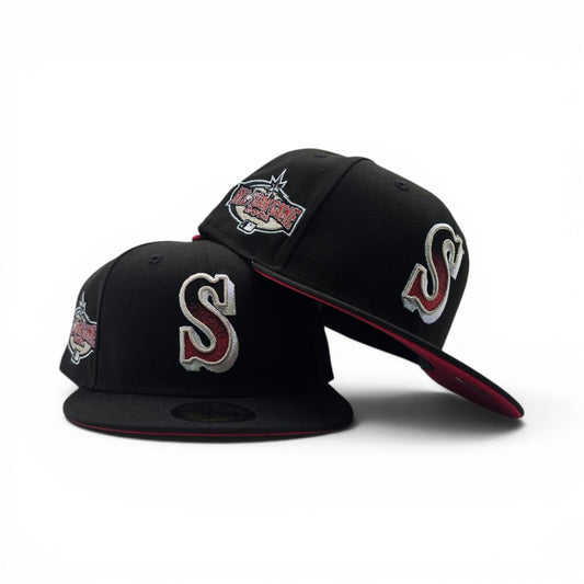 Black Seattle Mariners Red Bottom 2001 All Star Game Side Patch New Era Fitted