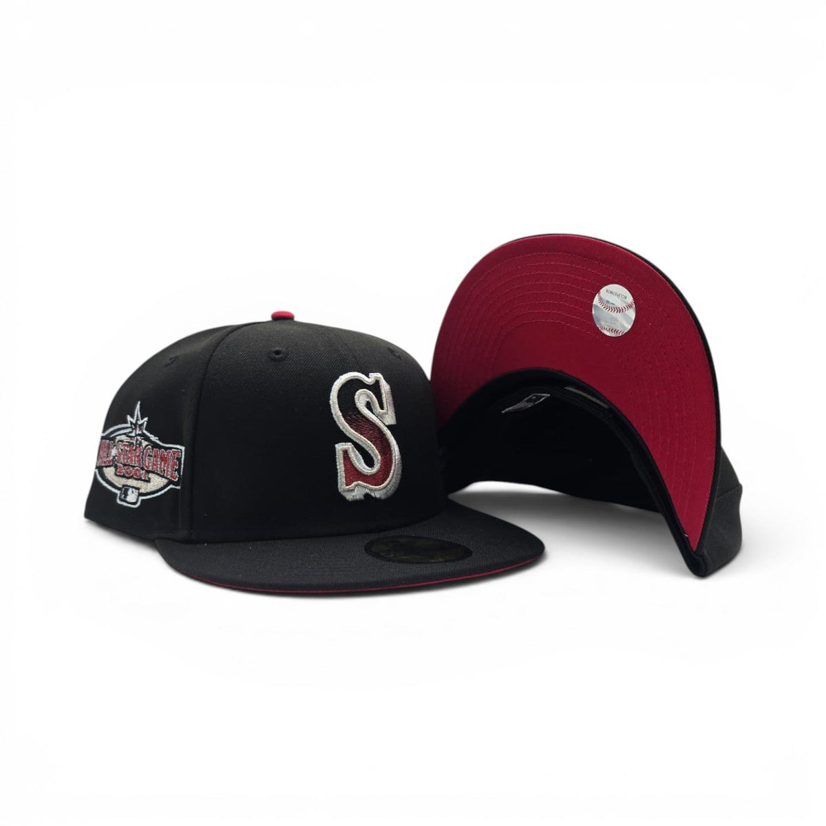 Black Seattle Mariners Red Bottom 2001 All Star Game Side Patch New Era Fitted