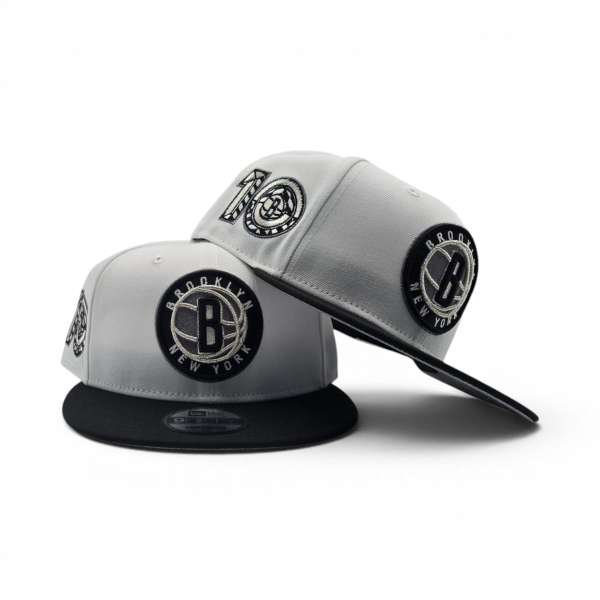 White Brooklyn Nets Black Visor Gray Bottom 10th Anniversary Side Patch New Era 9Fifty Snapback