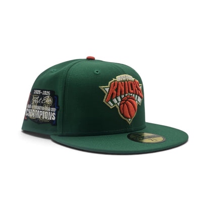 Kelly Green New York Knicks Gray Bottom 2025-2026 First Ever NBA & Emirates NBA Cup Finals Champions Side Patch New Era 59Fifty Fitted
