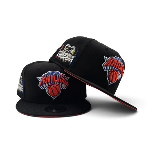 Black New York Knicks Orange Bottom 2025-2026 First Ever NBA & Emirates NBA Cup Finals Champions Side Patch New Era 9Fifty Snapback