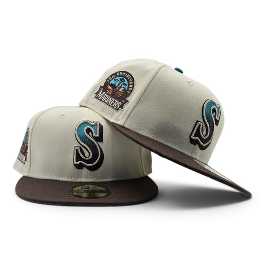 Off White Seattle Mariners Brown Visor Gray Bottom 30th Anniversary Side Patch New Era 59Fifty Fitted