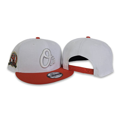 White Baltimore Orioles Orange Visor Gray Bottom 50th Anniversary Side Patch 9Fifty Snapback