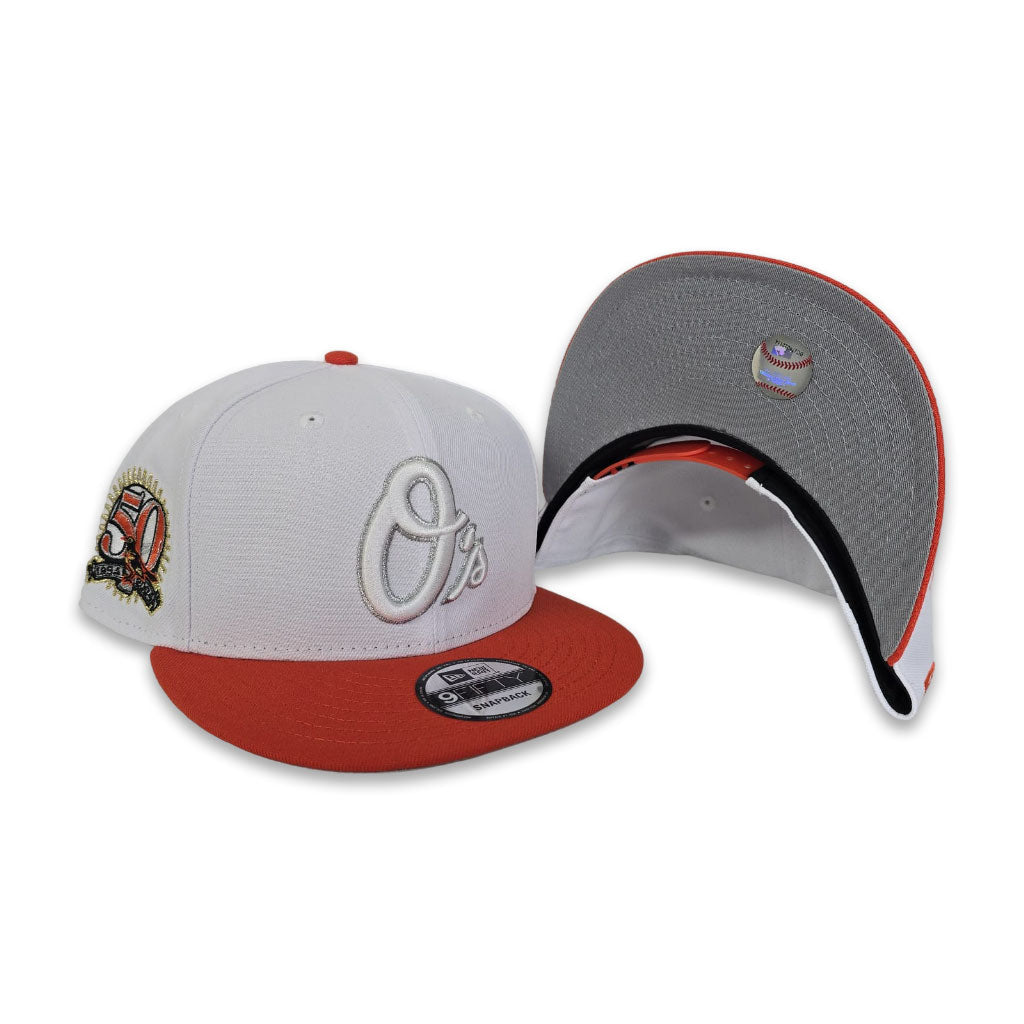 White Baltimore Orioles Orange Visor Gray Bottom 50th Anniversary Side Patch 9Fifty Snapback