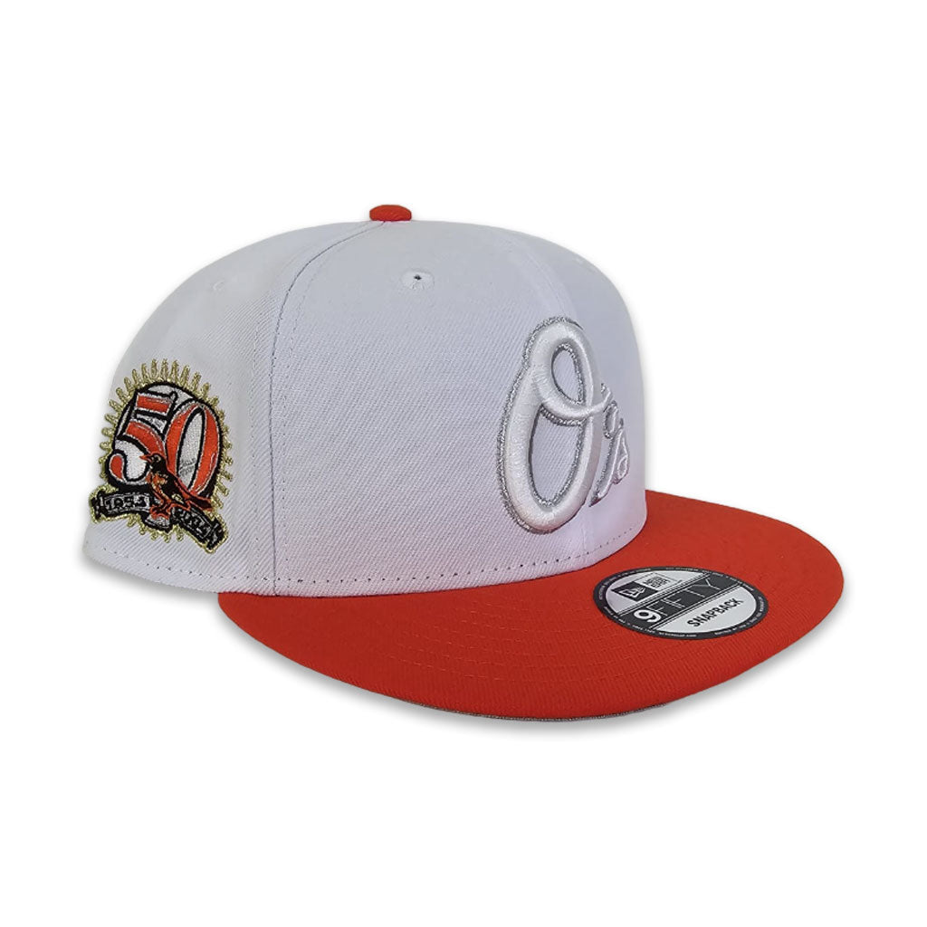 White Baltimore Orioles Orange Visor Gray Bottom 50th Anniversary Side Patch 9Fifty Snapback
