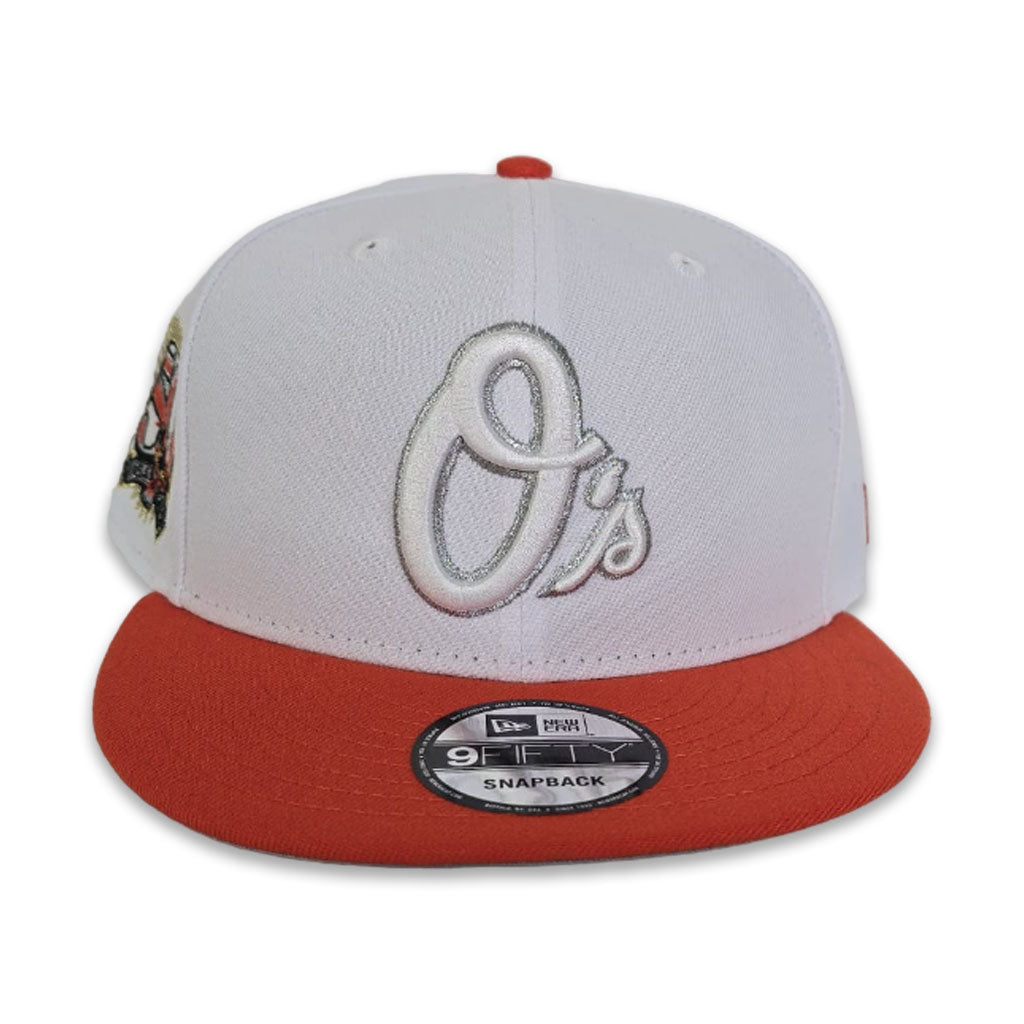 White Baltimore Orioles Orange Visor Gray Bottom 50th Anniversary Side Patch 9Fifty Snapback
