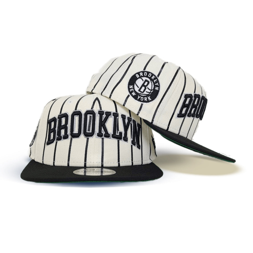 White Brooklyn Nets Pinstripe Green Bottom New Era 9Fifty Snapback