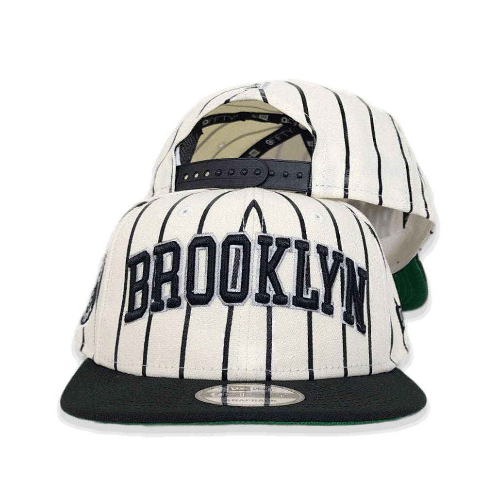 White Brooklyn Nets Pinstripe Green Bottom New Era 9Fifty Snapback