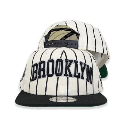 White Brooklyn Nets Pinstripe Green Bottom New Era 9Fifty Snapback