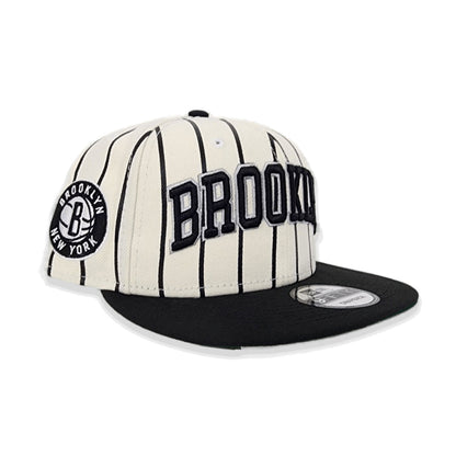 White Brooklyn Nets Pinstripe Green Bottom New Era 9Fifty Snapback