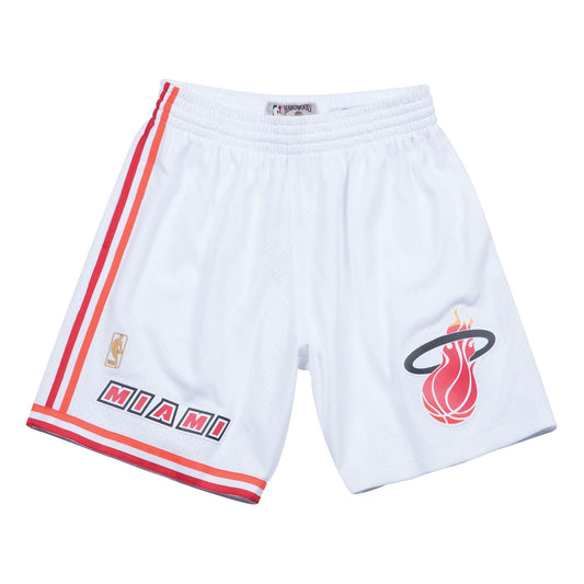 White Miami Heat Mitchell & Ness Hardeood Classic Men's Swingman Shorts