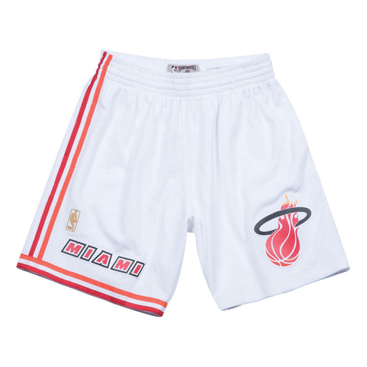 White Miami Heat Mitchell & Ness Hardeood Classic Men's Swingman Shorts