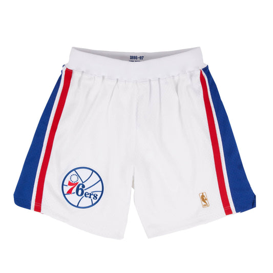 White Philadelphia 76ers Mitchell & Ness NBA Men's Authentic NBA Shorts