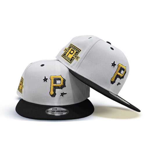 White Pittsburgh Pirates Official Doodle Black Visor Gray Bottom 1960 Side Patch 9Fifty Snapback