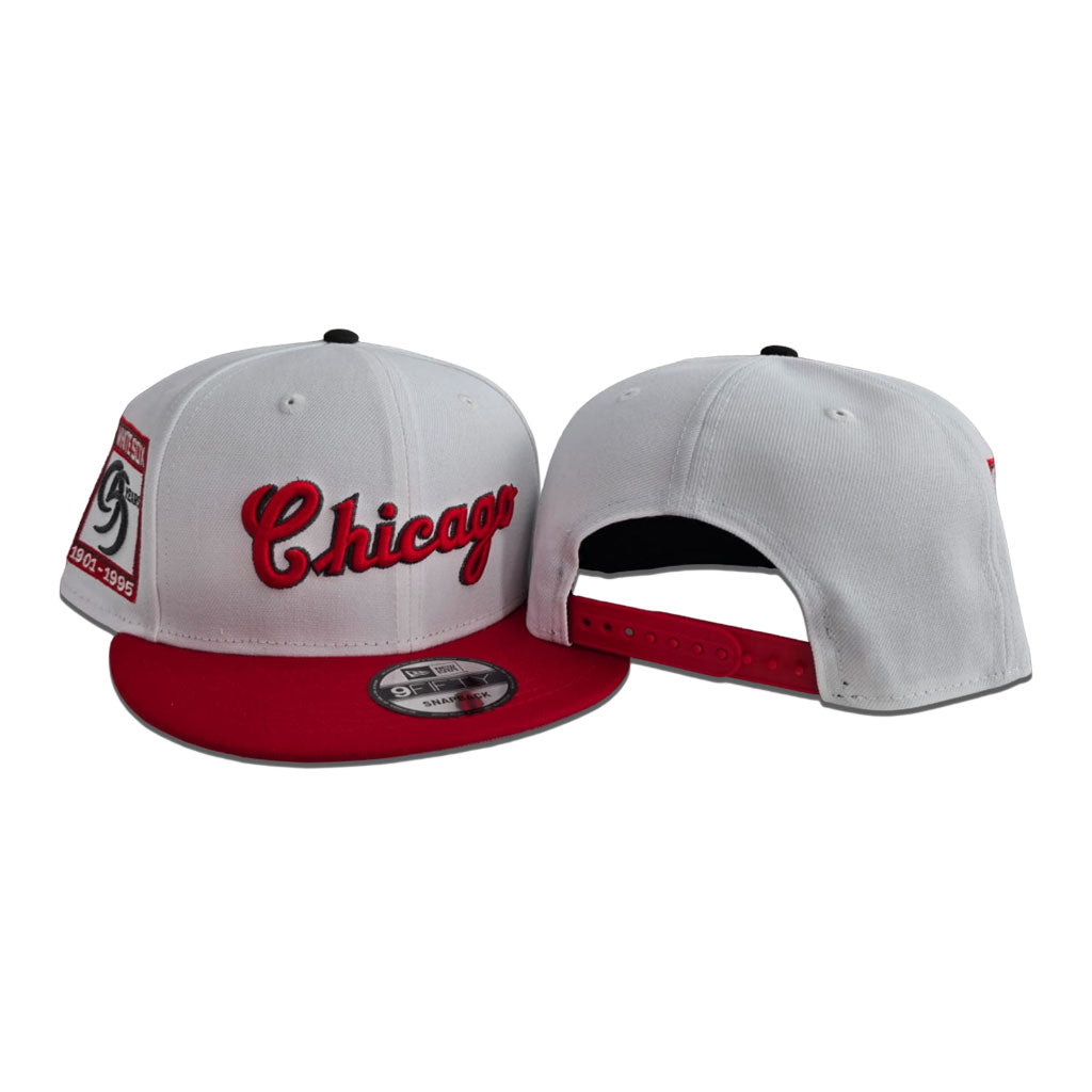 White Script Chicago White Sox Red Visor Gray Bottom 95 Years Side Patch New Era 9Fifty Snapback