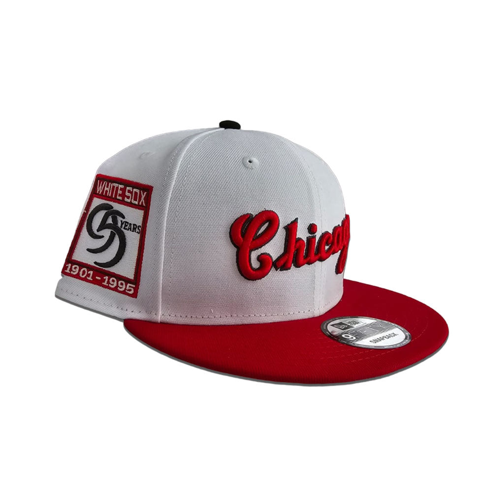 White Script Chicago White Sox Red Visor Gray Bottom 95 Years Side Patch New Era 9Fifty Snapback