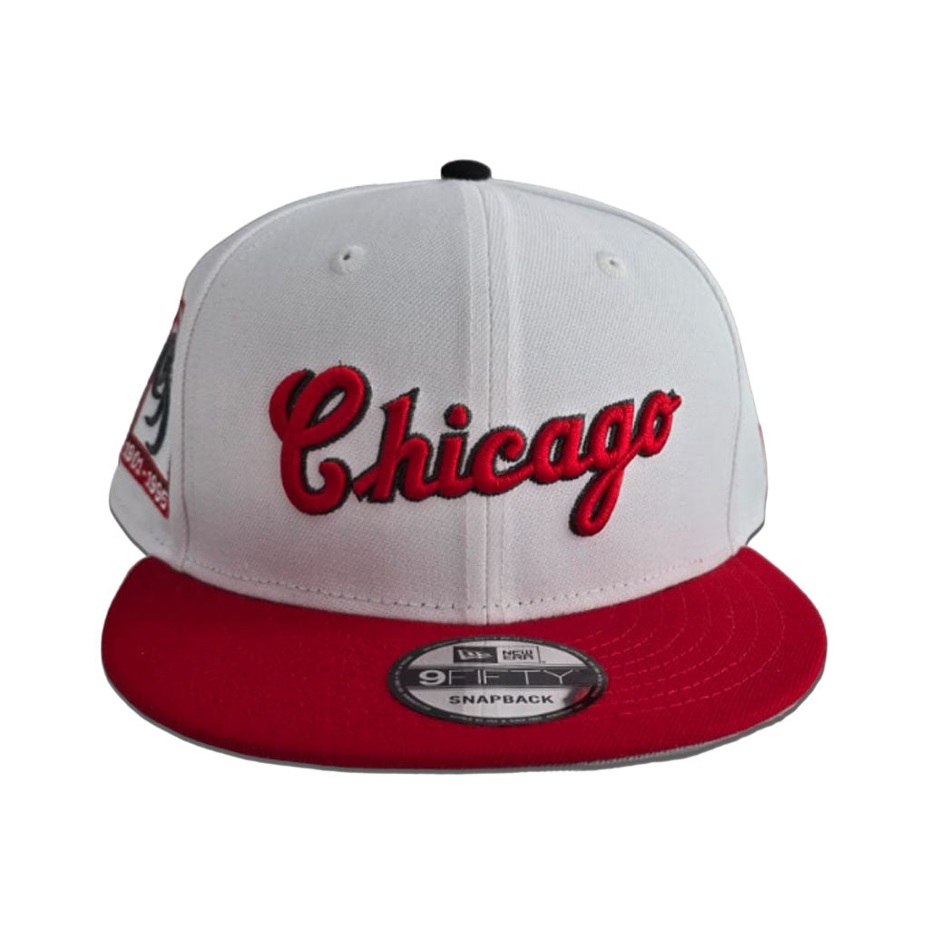 White Script Chicago White Sox Red Visor Gray Bottom 95 Years Side Patch New Era 9Fifty Snapback