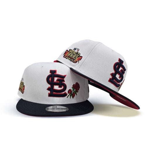 White St. Louis Cardinals Rose Navy Blue Visor Red Bottom 2011 World Series Champions Side Patch New Era 9Fifty Snapback