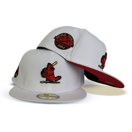 White St. Louis Cardinals Red Bottom 1964 World Series Side Patch New Era 59Fifty Fitted