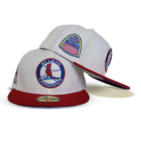White St. Louis Cardinals Red Visor Grape Purple Bottom 1964 All Star Game " Stimply Collection" New Era 59Fifty Fitted
