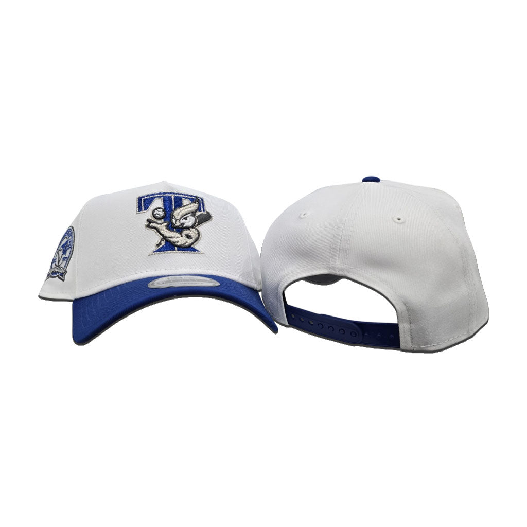 White Toronto Blue Jays Royal Blue Curved Brim Gray Bottom 30th Season Side Patch New Era A-Frame 9Forty Snapback