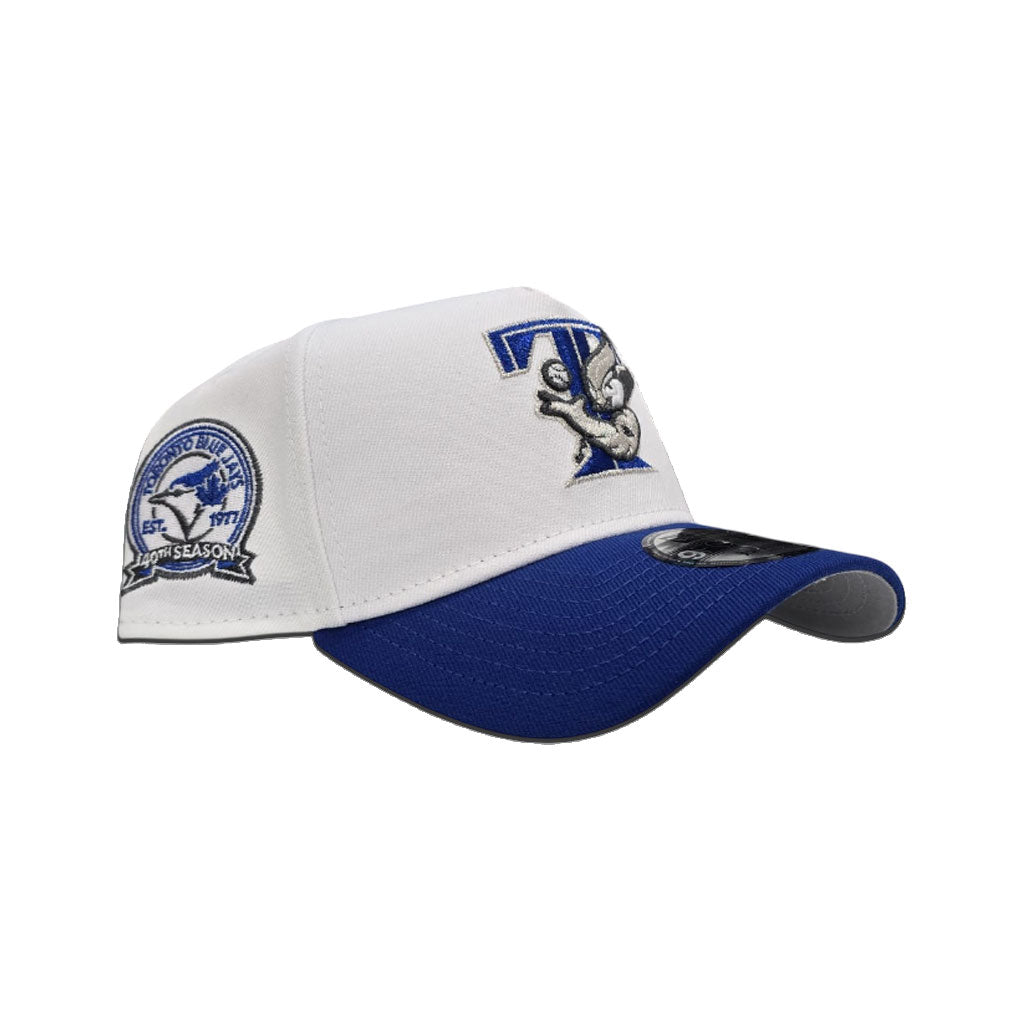 White Toronto Blue Jays Royal Blue Curved Brim Gray Bottom 30th Season Side Patch New Era A-Frame 9Forty Snapback