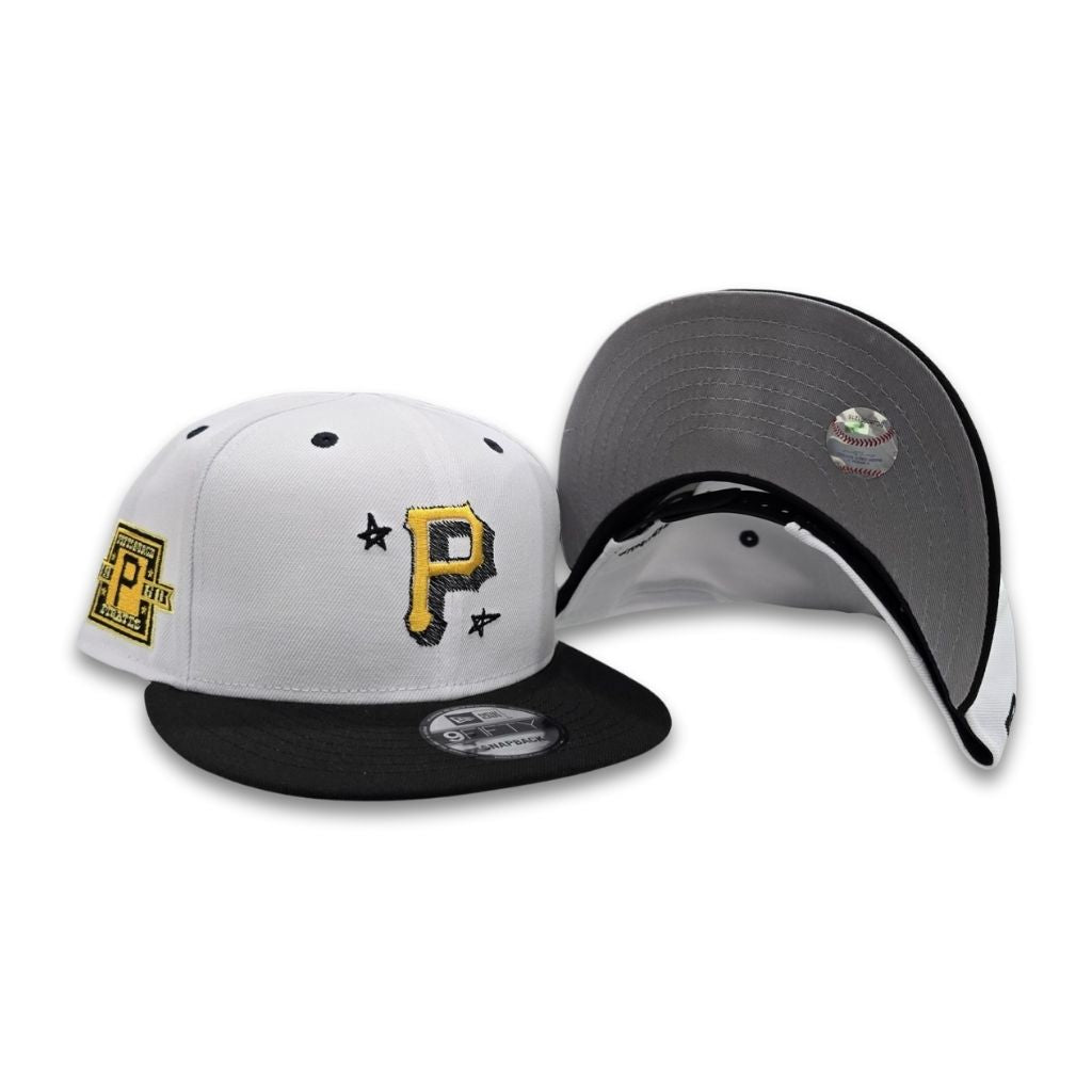 White Pittsburgh Pirates Official Doodle Black Visor Gray Bottom 1960 Side Patch 9Fifty Snapback