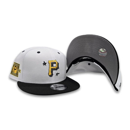White Pittsburgh Pirates Official Doodle Black Visor Gray Bottom 1960 Side Patch 9Fifty Snapback