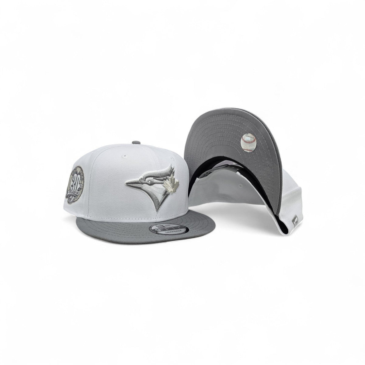 White Toronto Blue Jays Gray Visor Gray Bottom 30th Season Side Patch New Era 9fifty Snapback