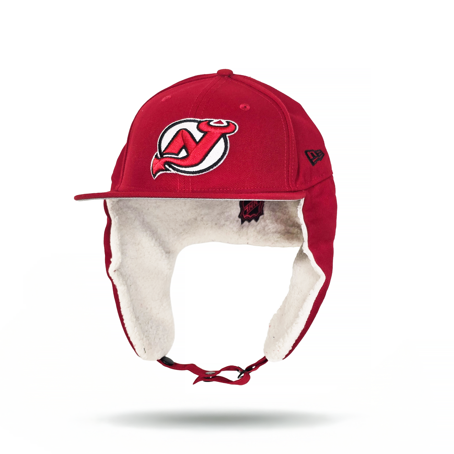 Red New Jersey Devils Gray Bottom Dog Ear Flap New Era 59Fifty Fitted