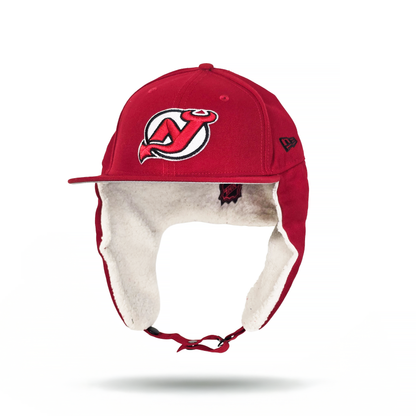 Red New Jersey Devils Gray Bottom Dog Ear Flap New Era 59Fifty Fitted