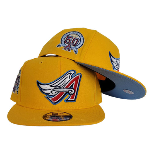 Yellow Los Angeles Angels 50th Anniversary Icy Blue Bottom New Era 9Fifty Snapback Hat