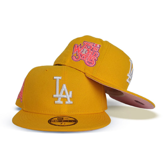 Yellow Los Angeles Dodgers Pink Bottom 78th World Series Side Patch New Era 59Fifty Fitted