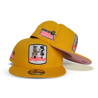 Yellow Philadelphia Phillies Pink Bottom 1980 World Champions Side Patch New Era 59Fifty Fitted Hat