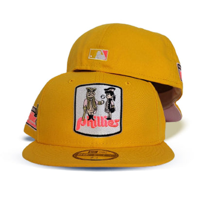 Yellow Philadelphia Phillies Pink Bottom 1980 World Champions Side Patch New Era 59Fifty Fitted Hat