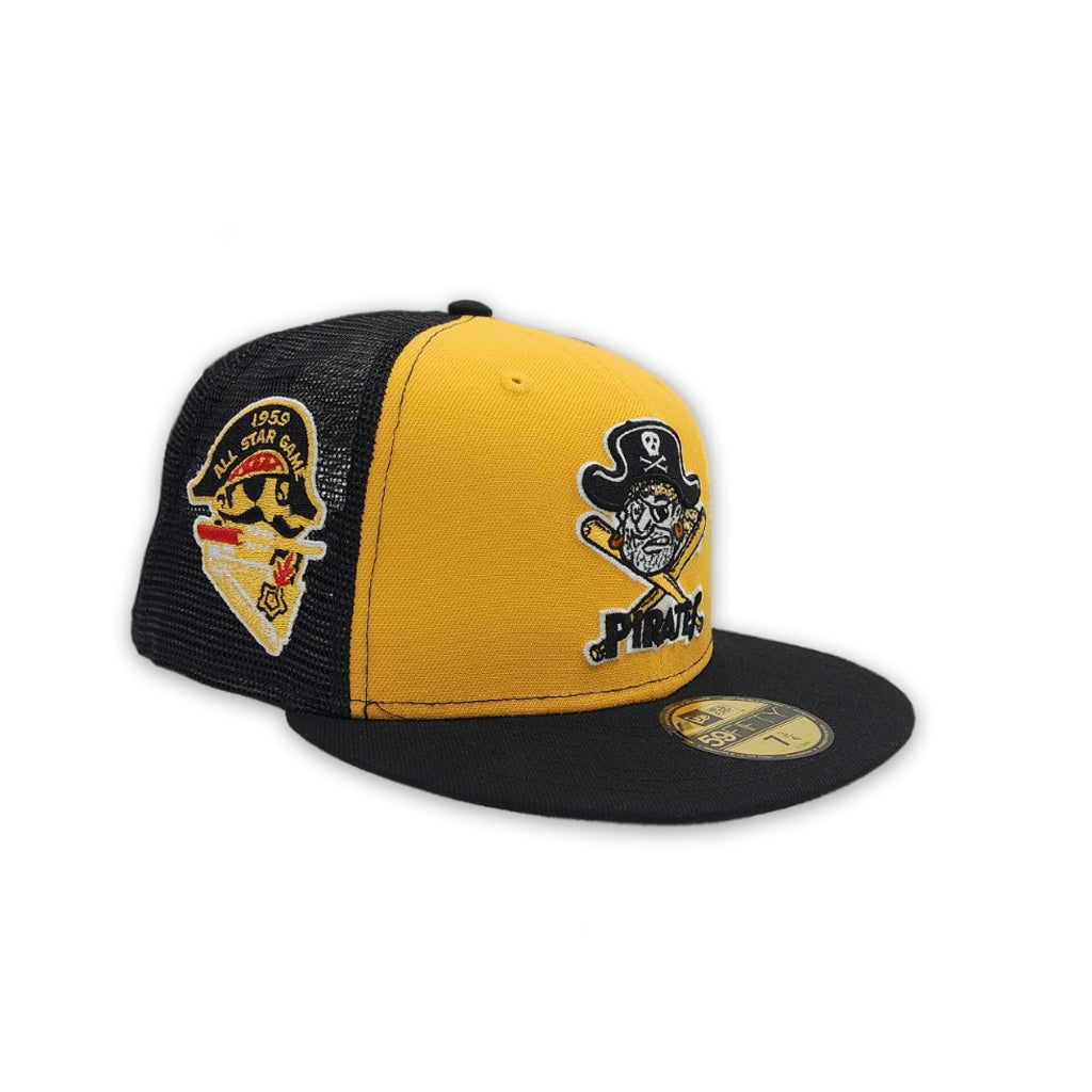 Yellow Pittsburgh Pirates Black Trucker Gray Bottom 1959 All Star Game Side Patch New Era 59Fifty Fitted