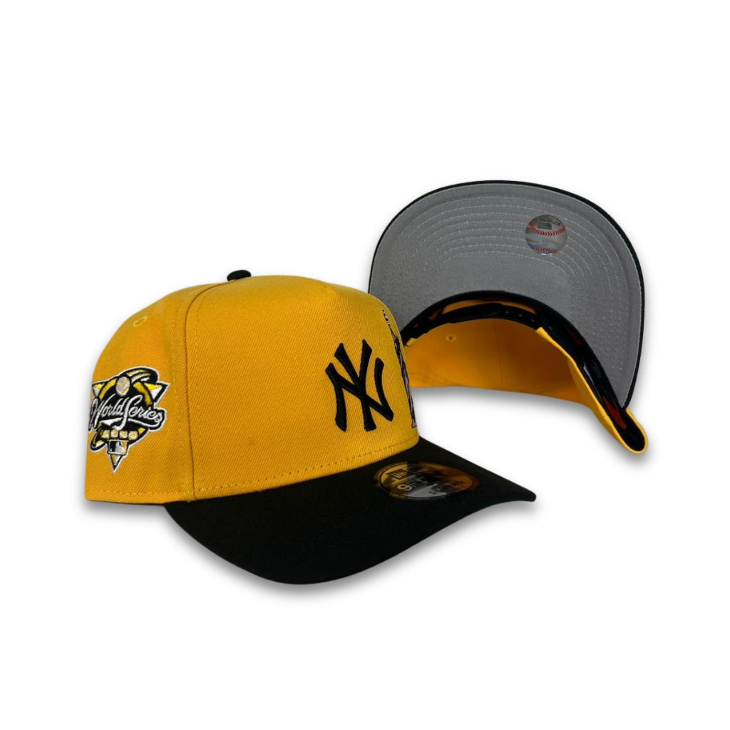 Yellow New York Yankees Statue of Liberty Black Curved Brim Gray Bottom 2000 World Series Side Patch New Era 9Fifty A-Frame Snapback