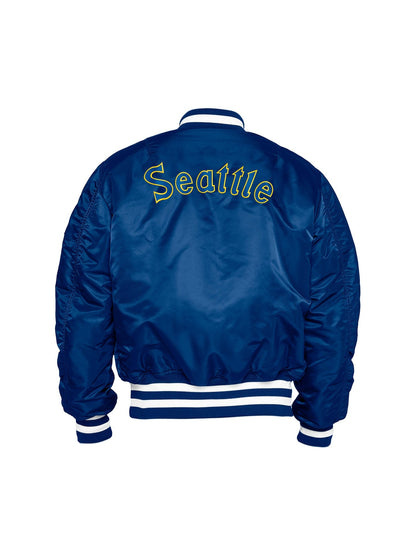Royal Blue Seattle Mariners Alpha Industries X New Era Reversivble MA-1 Bomber Jacket