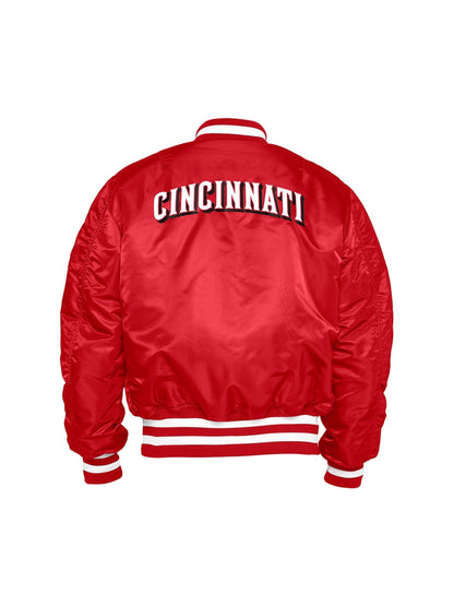 Red Cincinatti Reds Alpha Industries X New Era Reversible MA-1 Bomber Jacket