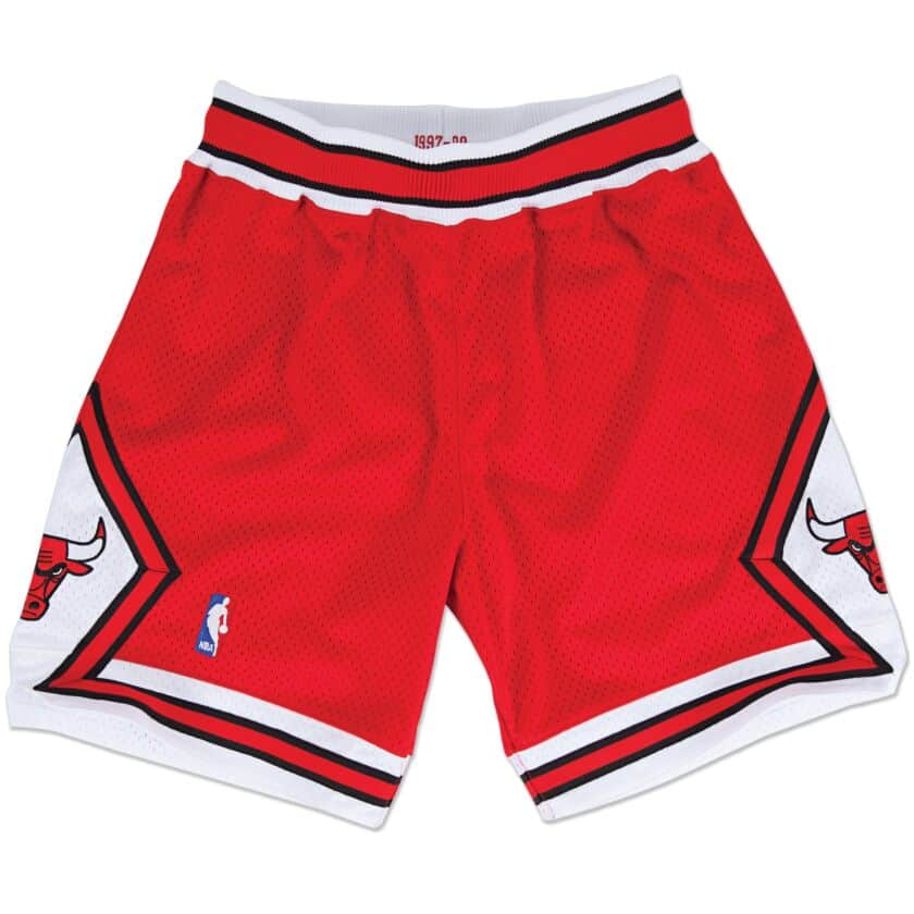 Authentic Mitchell & Ness Red Chicago Bulls Road 1997-98 Shorts