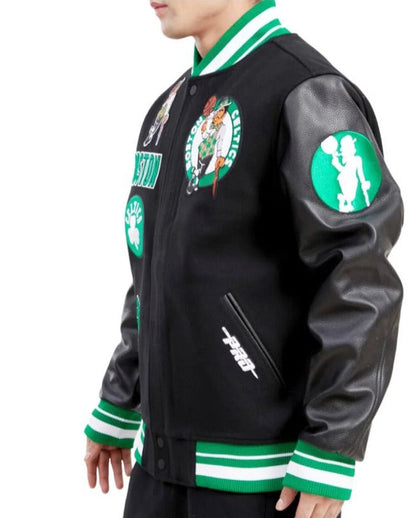 Black Boston Celtics Pro Standard Logo Mashup Wool Varsity Heavy Jacket
