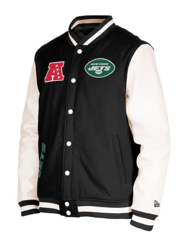 Black Blue New York Jets New Era 3rd Down Wool Varsity Heavy Jacket