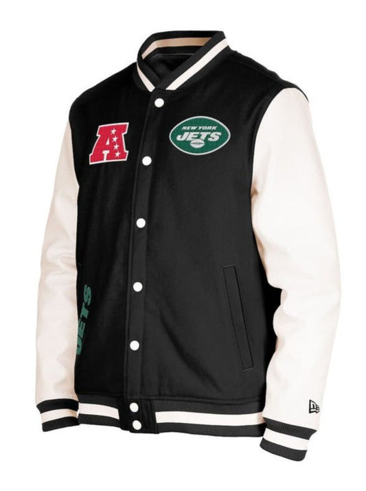 Black Blue New York Jets New Era 3rd Down Wool Varsity Heavy Jacket