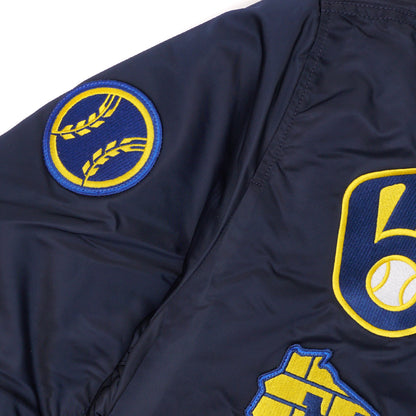 Navy Blue Milwaukee Brewers Alpha Industries X New Era Reversible MA-1 Bomber Jacket